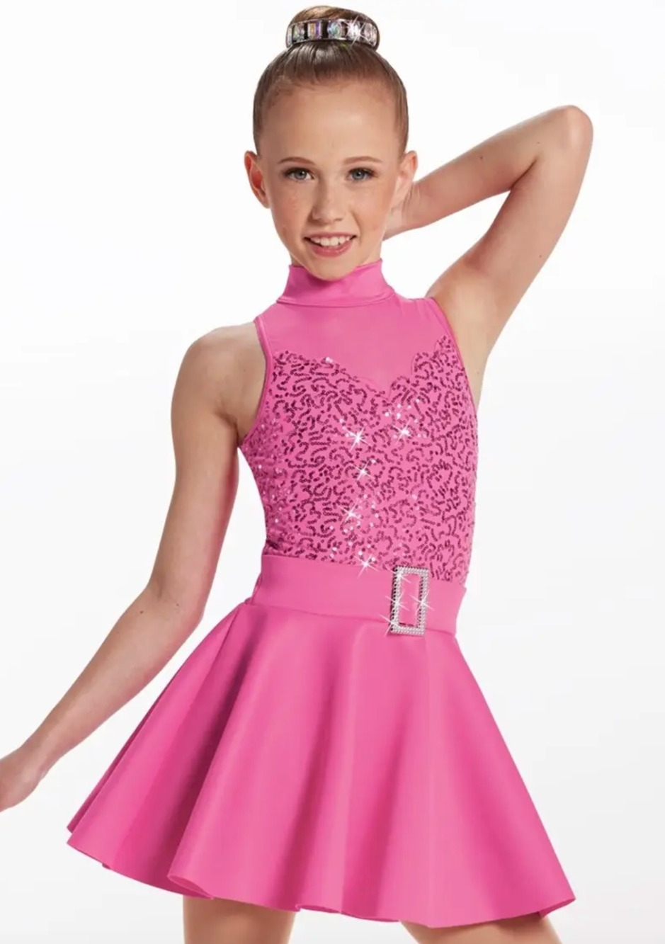 Apricot Pink Sequin Dance Costume Tap Jazz Bennie and the Jets Childs Small 6/6X
